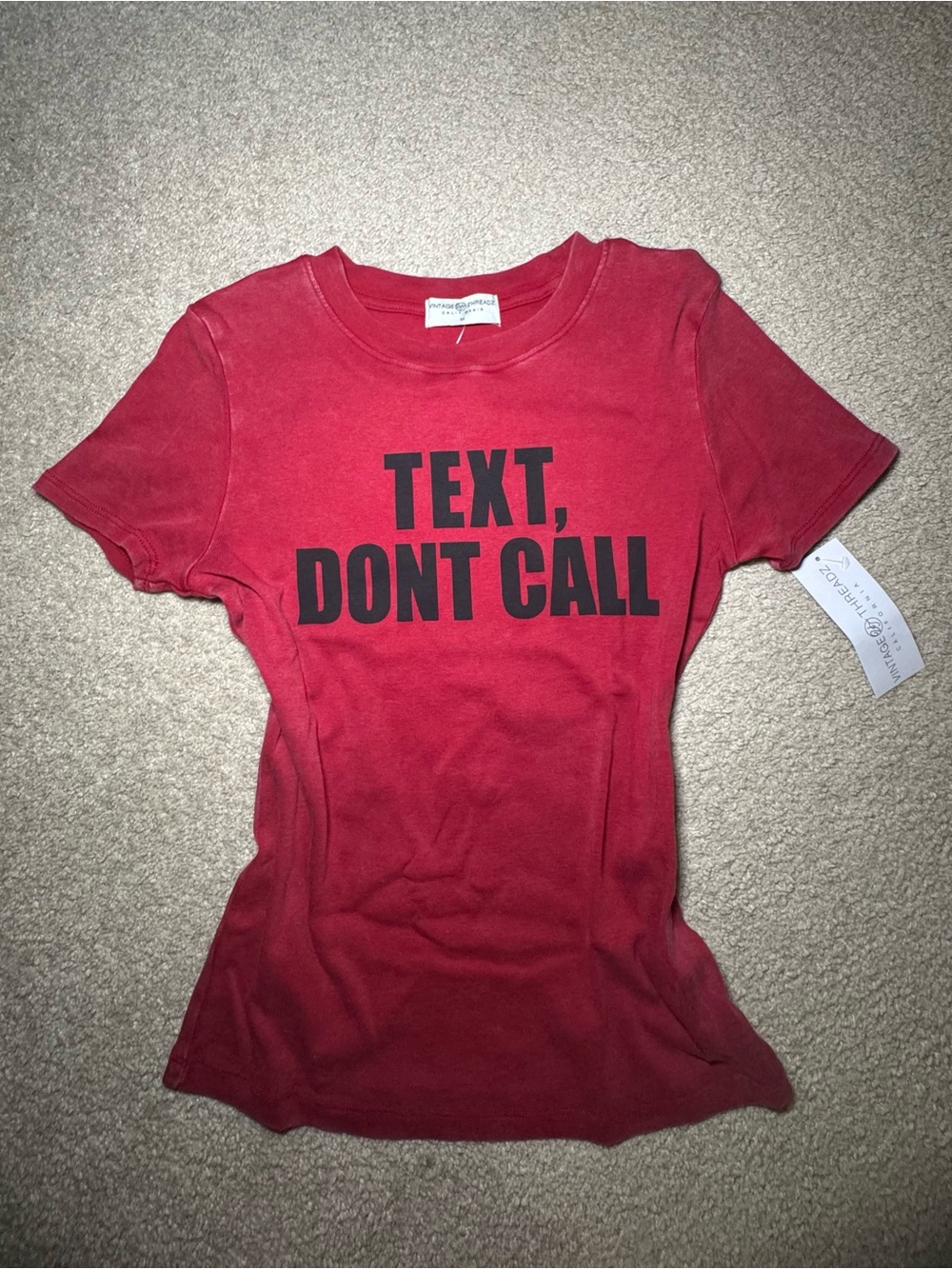 TEXT, DON'T CALL Red Graphic Junior Tee